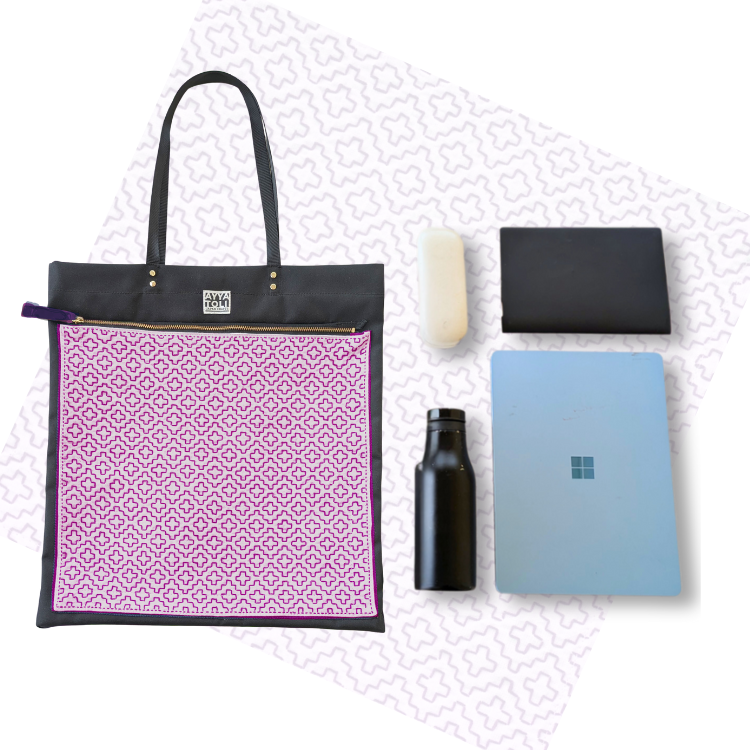 【受注生産】SASHIKO Square Bag Magenta Pink