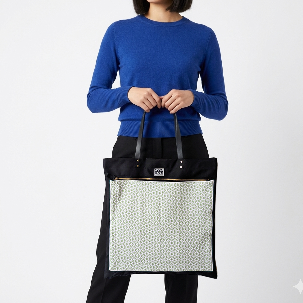 【限定品】SASHIKO Square Bag Green Cross