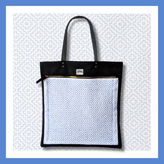 01【Limited】SASHIKO Square Bag Lilac Blue