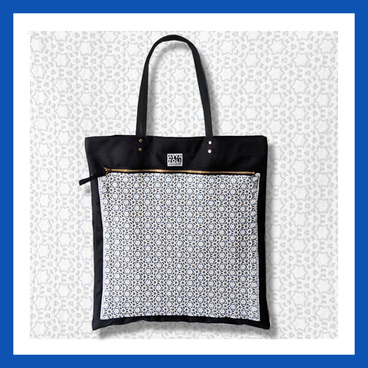 【限定品】SASHIKO Square Bag Blue Stars