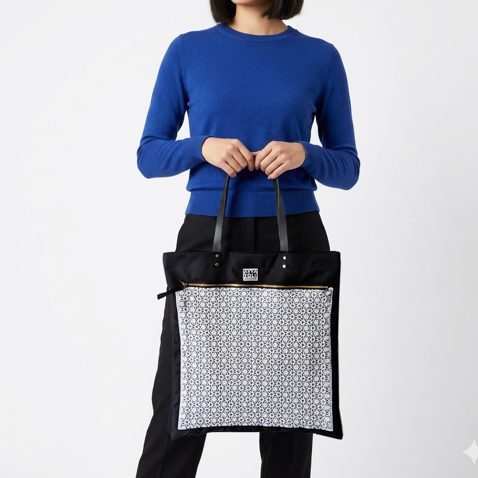 【限定品】SASHIKO Square Bag Blue Stars